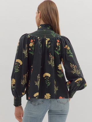 Garden Button Up Blouse - Black