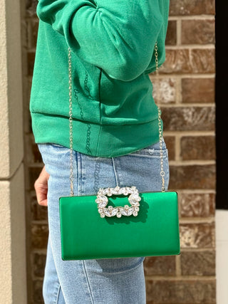 Gem and Glam Box Clutch - Green