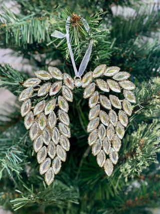 charming and bright rhinestone angel wing ornament