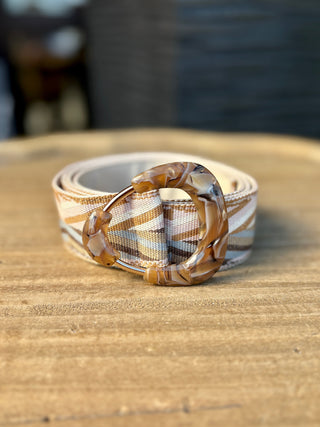 Geo Stripe Belt - Pink/Blue