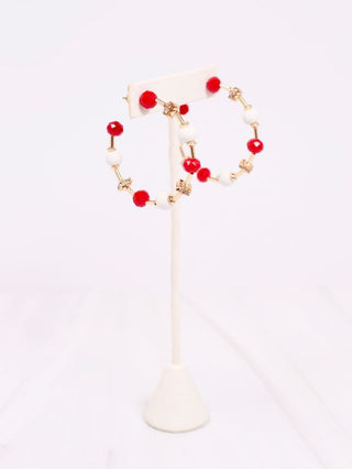 Gerald Beaded Hoop Earring - Red White