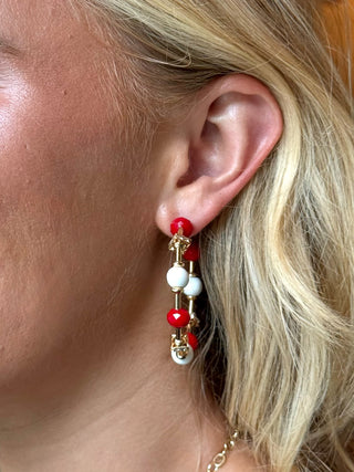 Gerald Beaded Hoop Earring - Red White
