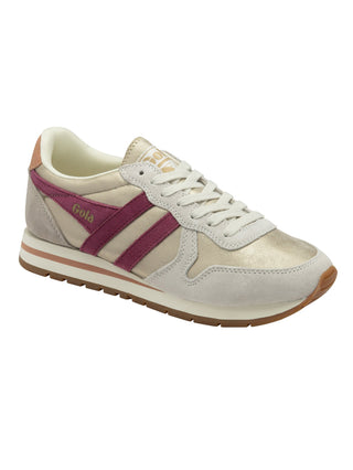 muted gold cerise and terracotta jogger sneaker with white laces
