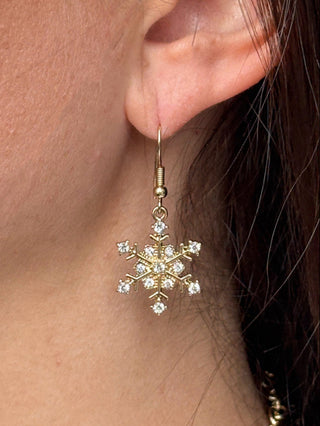 Gold Sparkle Snowflake Earring