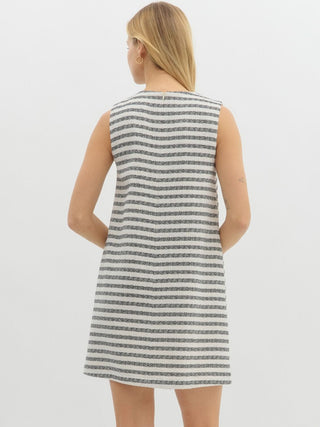 Golden Hour Striped Mini Dress - Black Stripe