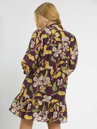 Golden Meadow Mini Dress - Brown