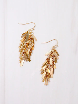 gold fringe dangle earrings