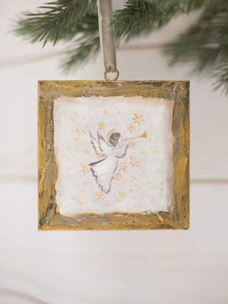 put this gold and white handmade ornament featuring an angel on your christmas tree or gift as a stocking stuffer