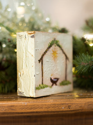 Handpainted Wood Block Manger