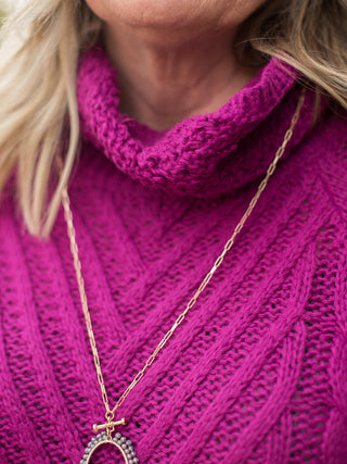 Hattie Cable Sweater - Magenta