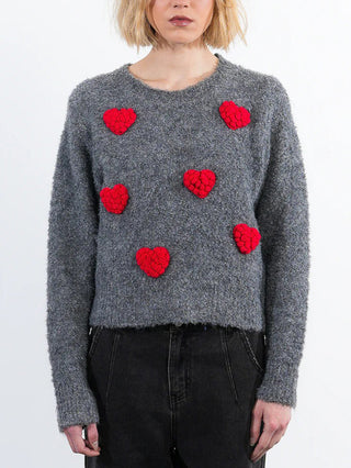 Molly Bracken Heart Sweater - Ash Dark Grey
