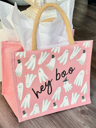 Hey Boo Gift Tote - Light Pink