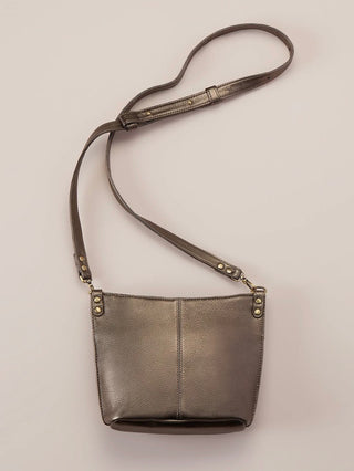 HOBO Pier Small Crossbody Bag - Pewter Metallic Pebbled Leather