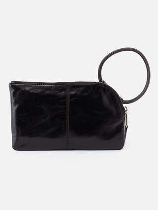 HOBO Sable Wristlet - Black Polished Leather