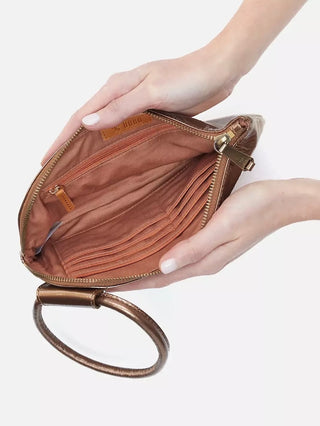 HOBO Sable Wristlet - Metallic Bronze Leather