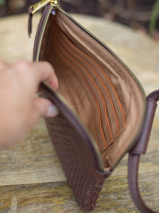 HOBO Sable Wristlet - Pecan Wave Weave Leather