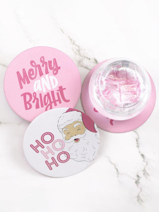 fun pink and white cocktail christmas coasters