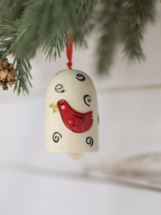 a red and white christmas ornament bell perfect for holiday home decor and as sweet stocking stuffer gifs