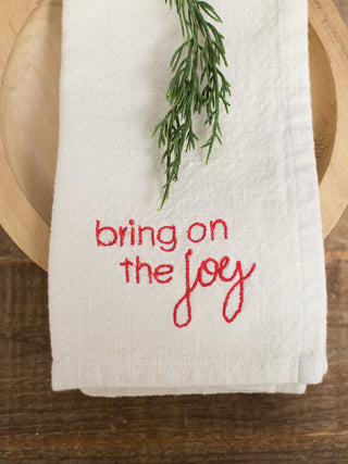 Holiday Embroidered Cloth Napkins Set of 4 - Natural