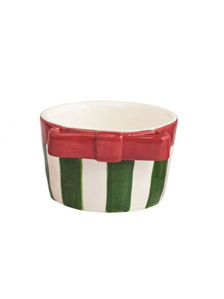 a holiday decorative tidbit dip bowl with a red bow