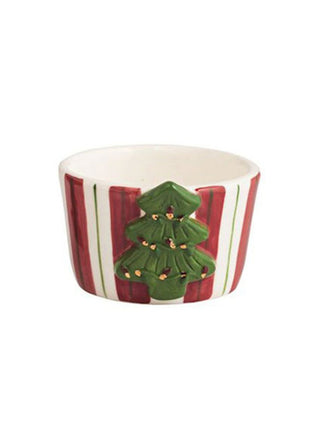 a holiday decorative tidbit dip bowl with a christmas tree