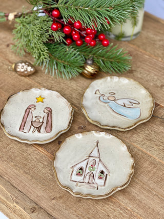 stoneware holiday trinket dishes