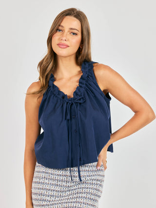 Hometown Gathered Top - Navy