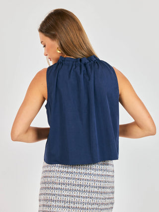 Hometown Gathered Top - Navy