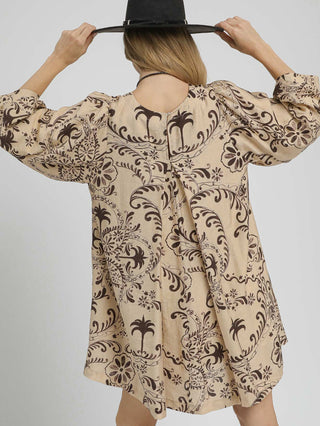 Honey and Petals Mini Dress - Oak