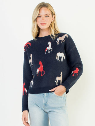 Heritage Horse Sweater - Navy