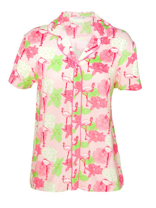 Hydrangea Flamingo Sleep Shirt - Pink