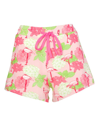 Hydrangea Flamingo Sleep Shorts - Pink