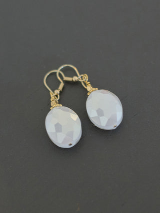 Radiant Crystal Drop Earrings - Pearl White