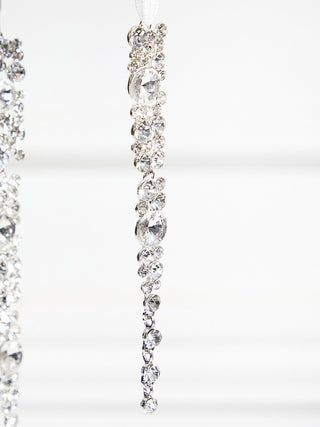 Crystal Jewel Icicle Ornament - Silver