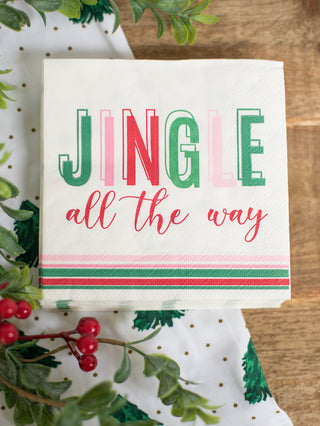 a set of white red green and pink christmas cocktail napkins perfect for holiday home decor and as host gifts