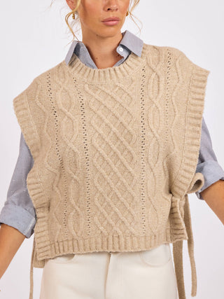 Jovie Side Tie Sweater Vest - Oatmeal