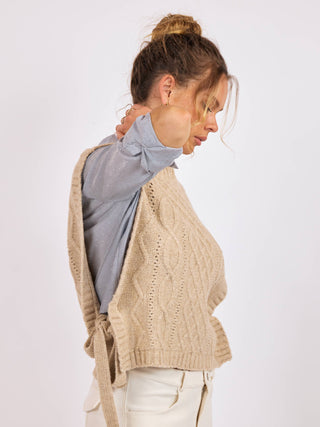 Jovie Side Tie Sweater Vest - Oatmeal