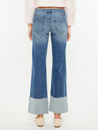 KanCan Mid Rise Wide Flair Denim - Dark Wash