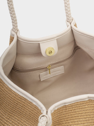 Katie Loxton Nova Raffia Small Shoulder Tote - Oyster