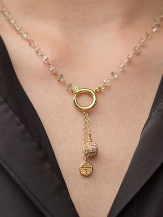 Lariat Champagne Crystal Necklace