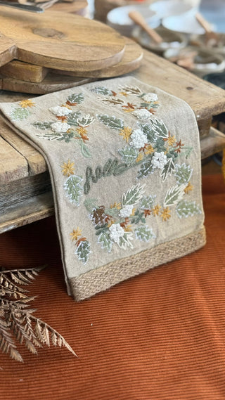 Leaf Embroidered Towels