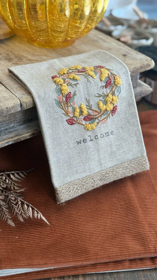 Leaf Embroidered Towels