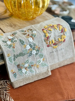 Leaf Embroidered Towels