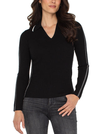 Liverpool Collared Sweater - Black/White