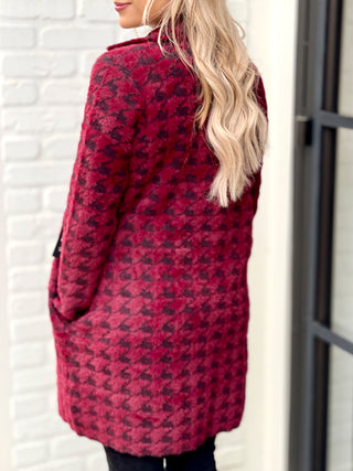 Liverpool Cozy Comforts Coatigan - Burgundy Houndstooth