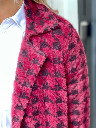 Liverpool Cozy Comforts Coatigan - Burgundy Houndstooth