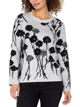Liverpool Crew Neck Sweater - Gray/Black Flower