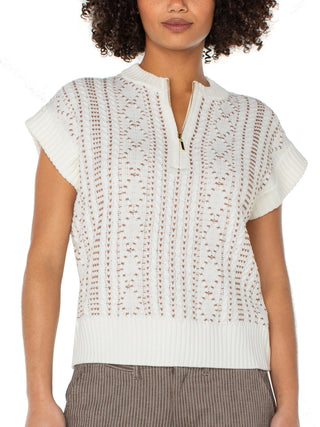 Liverpool Dolman Zip Sweater - Cream/Camel
