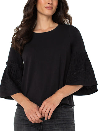 Liverpool Embroidered Knit Top - Black