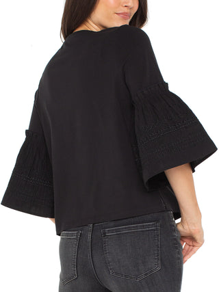 Liverpool Embroidered Knit Top - Black